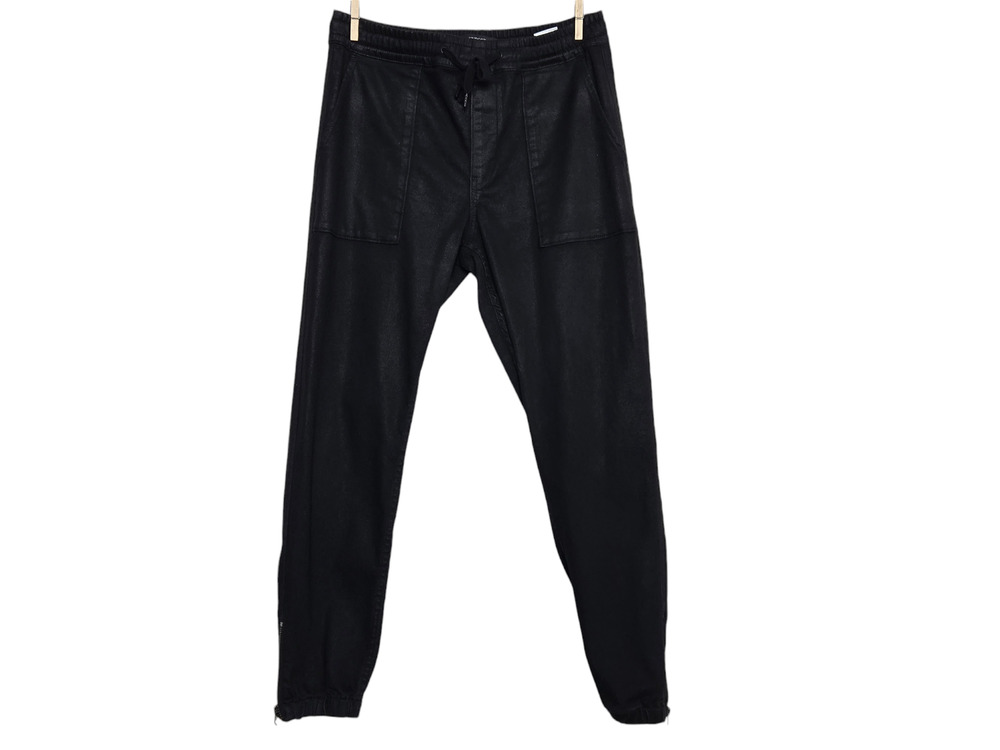 Hudson Jeans Women Utility Jogger Size Small Zipper Hem Black Coated